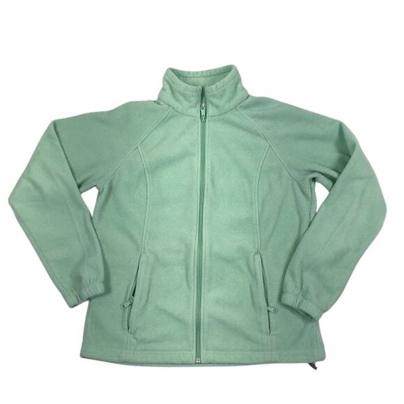 COLUMBIA Fleece Full Zip Jacket Women L Mint Green Outdoor Travel Athletic Basic - Picture 3 of 12